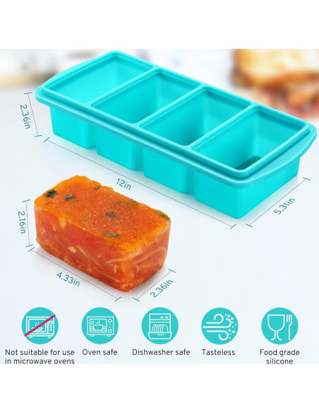 Bandeja de Congelador de Silicona Uozuke 1 Taza con Tapa