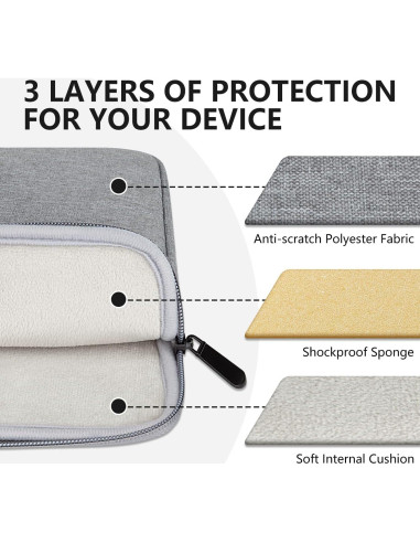 Funda Acolchada para Laptop HEDUGO 33-36 cm Gris con Bolsillo