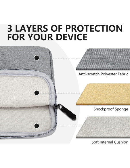 Funda Acolchada para Laptop HEDUGO 33-36 cm Gris con Bolsillo