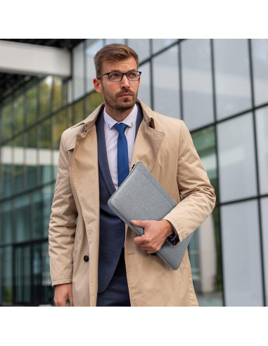 Funda Acolchada para Laptop HEDUGO 33-36 cm Gris con Bolsillo