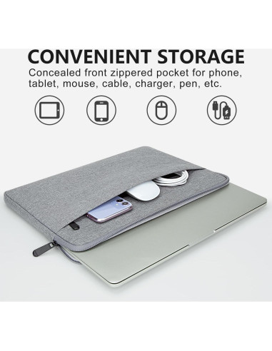Funda Acolchada para Laptop HEDUGO 33-36 cm Gris con Bolsillo