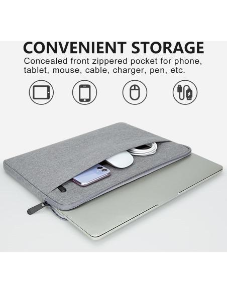 Funda Acolchada para Laptop HEDUGO 33-36 cm Gris con Bolsillo