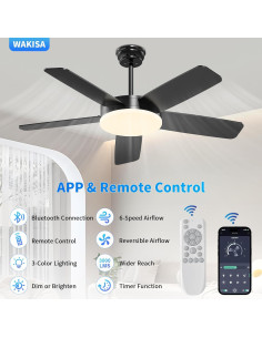Ventilador de Techo WAKISA 114 cm con Luz y Control Remoto 2