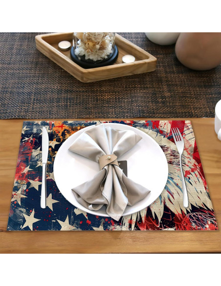 Juego de 6 Manteles Americanos Snowmolle 30x45 cm Lino Resistente