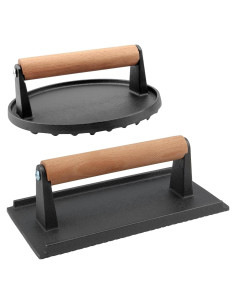 Prensa de Parrilla Hierro Fundido MOUYAT 2 Piezas 17.3cm y 20.3cm