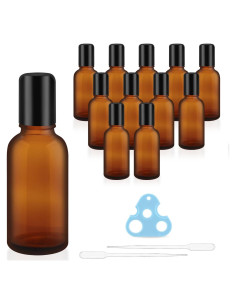 12 Botellas de Vidrio Ámbar 30ml DynnnDy con Bola de Acero
