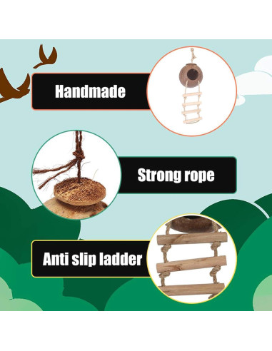 Decoración para Terrario 6PCS Kathson - Refugio Coco y Vides