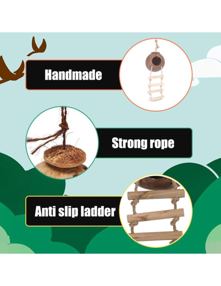 Decoración para Terrario 6PCS Kathson - Refugio Coco y Vides