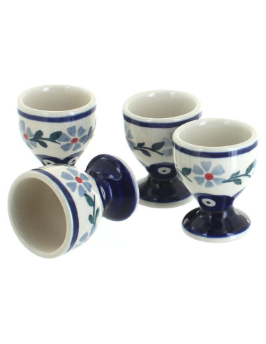 Juego de 4 Tazas para Huevos Cerámica Manufaktura Azul Violeta