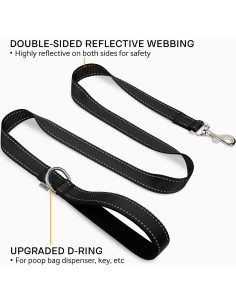 Correa Reflectante Joytale 1.22 m Nylon Acolchada Negra 2