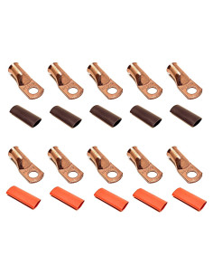 10pcs Terminales de Anillo de Cobre Puro 1/0 Calibre 9.53mm