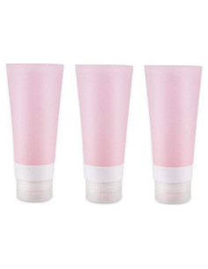 Set de 3 Botellas de Silicona Rosa 60ml Reutilizables para Viaje