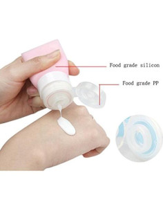 Set de 3 Botellas de Silicona Rosa 60ml Reutilizables para Viaje 2