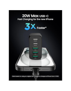 Cargador USB-C Rápido EIZLXQ 50W 5 Puertos Negro 2