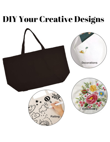 Bolsa de Lona Grande Ghsiuly Reutilizable 68.6x39.4cm Negra