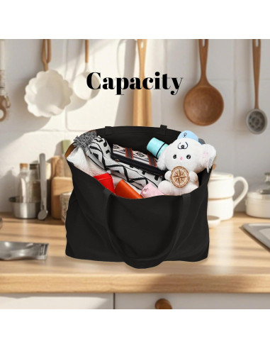 Bolsa de Lona Grande Ghsiuly Reutilizable 68.6x39.4cm Negra