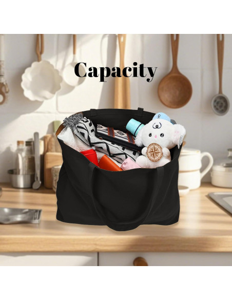 Bolsa de Lona Grande Ghsiuly Reutilizable 68.6x39.4cm Negra