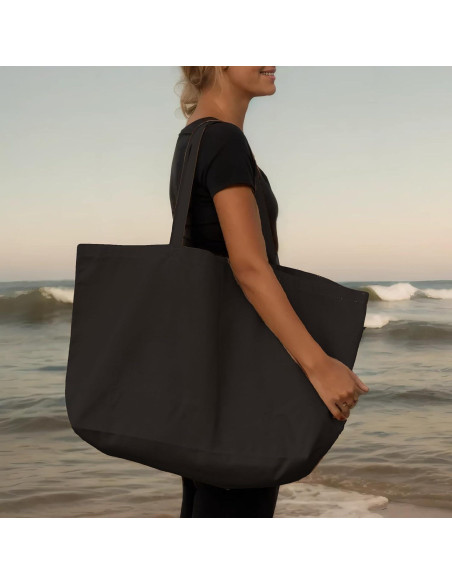 Bolsa de Lona Grande Ghsiuly Reutilizable 68.6x39.4cm Negra