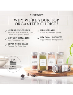 Set de Frascos de Especias de Vidrio Finessy 24 Piezas 4oz 2