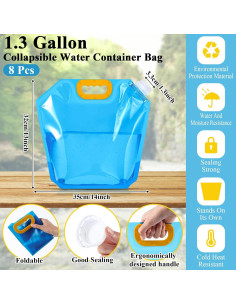 Bolsa de Almacenamiento de Agua Colapsable Tessco 8 Pcs 4.9L 2