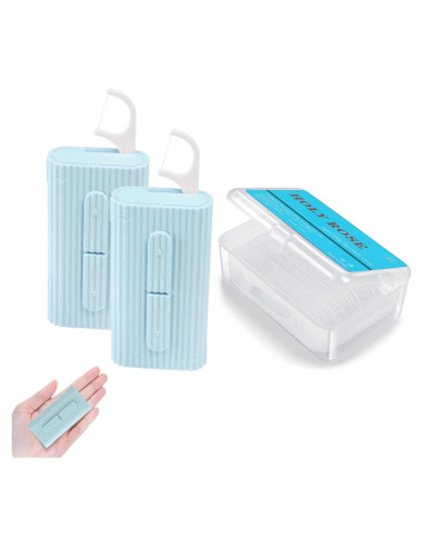 Dispensador de Hilo Dental Portátil Holy Rose Azul - 80 Palillos