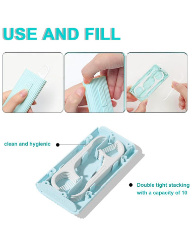 Dispensador de Hilo Dental Portátil Holy Rose Azul - 80 Palillos