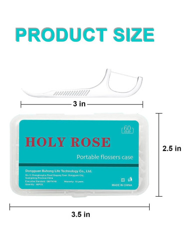 Dispensador de Hilo Dental Portátil Holy Rose Azul - 80 Palillos