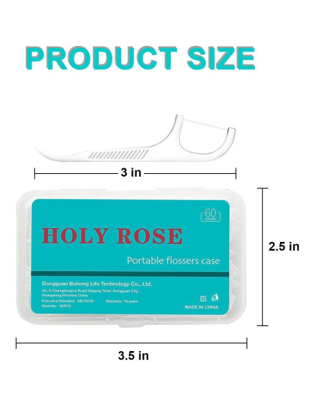 Dispensador de Hilo Dental Portátil Holy Rose Azul - 80 Palillos