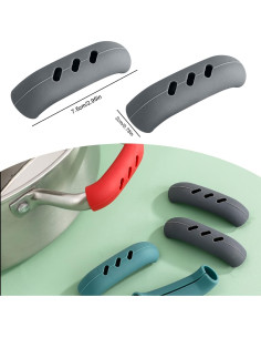 2 Fundas de Silicona para Mangos de Sartenes Huakaile Gris 2