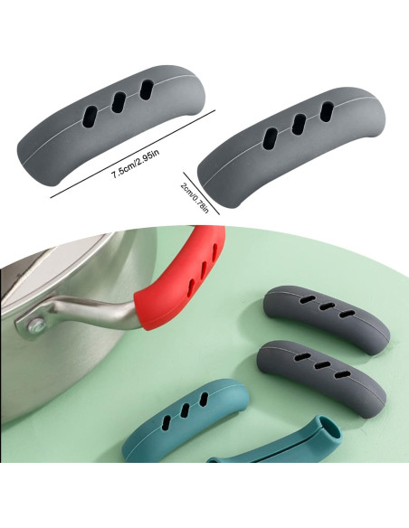2 Fundas de Silicona para Mangos de Sartenes Huakaile Gris