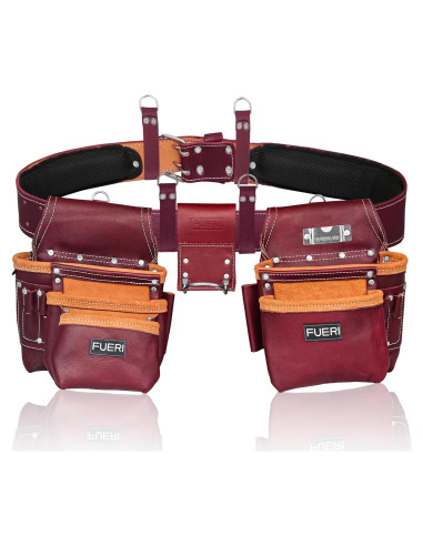 Bolsa de Cinturón de Herramientas FUERI 17 Bolsillos Burdeos