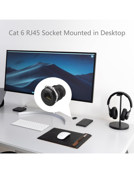 Adaptador de Montaje en Panel RJ45 Cat6A Hembra a Hembra 10 Gbps