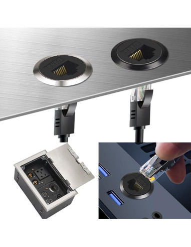 Adaptador de Montaje en Panel RJ45 Cat6A Hembra a Hembra 10 Gbps