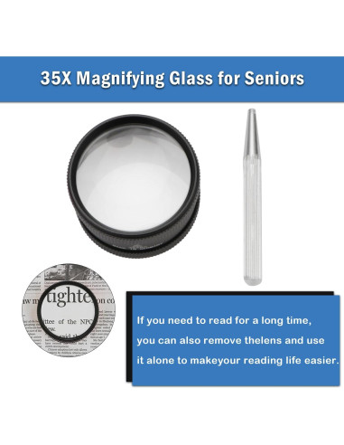 Lupa de Mano Rongon 35X con Lente de Vidrio 50mm