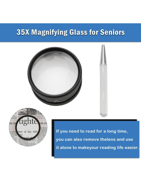 Lupa de Mano Rongon 35X con Lente de Vidrio 50mm