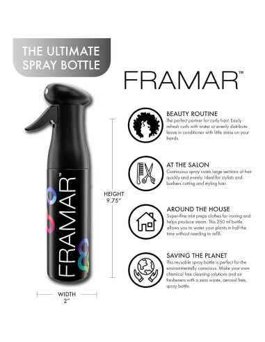 Botella de Spray Continua FRAMAR 250 ml - Neblina Fina Negra