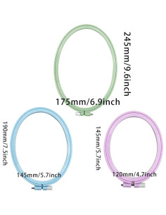 Aros de Bordado Ovalados LAMXD 3 Piezas Plástico Multicolor 2