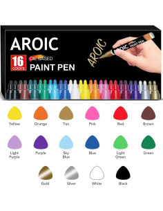Conjunto de Marcadores de Pintura AROIC 16 Colores a Base de Aceite 2