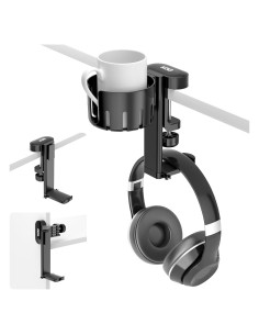 Soporte para Auriculares KDD 2 en 1 con Soporte para Tazas Negro