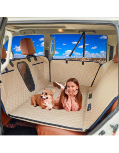 Cubierta de Asiento de Coche para Perros UCOLOFUN Beige 132x64cm 2