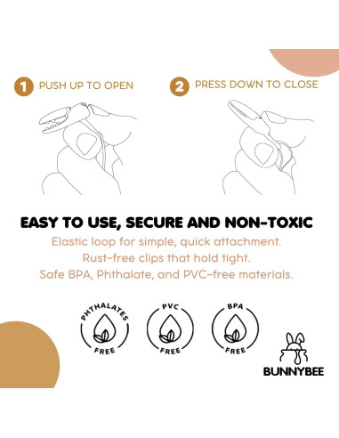 Set de 6 Clips de Chupete BUNNYBEE Unisex Osos Equilibrados