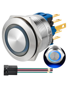 Interruptor Momentáneo 25mm ZJWZJH Acero Inoxidable 12V LED Azul