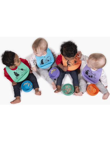 Babero Bucket Silicona Grado Alimenticio Familia Tejón - Lavanda