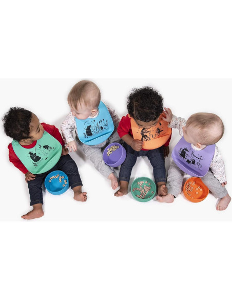 Babero Bucket Silicona Grado Alimenticio Familia Tejón - Lavanda