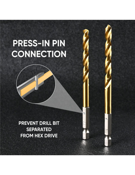 Juego de Brocas de Impacto Amoolo 1/4" 10 Piezas Titanio HSS