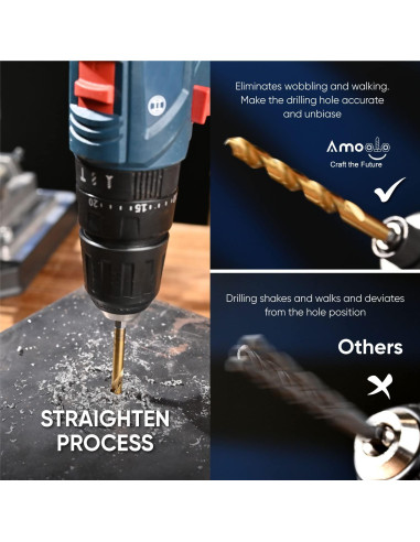 Juego de Brocas de Impacto Amoolo 1/4" 10 Piezas Titanio HSS