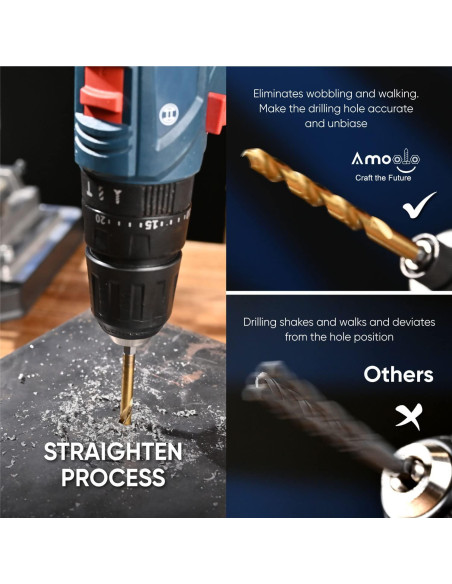 Juego de Brocas de Impacto Amoolo 1/4" 10 Piezas Titanio HSS