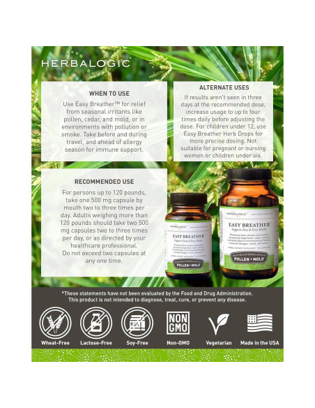 Cápsulas de Hierbas Easy Breather - 30 Unidades - Apoyo Respiratorio