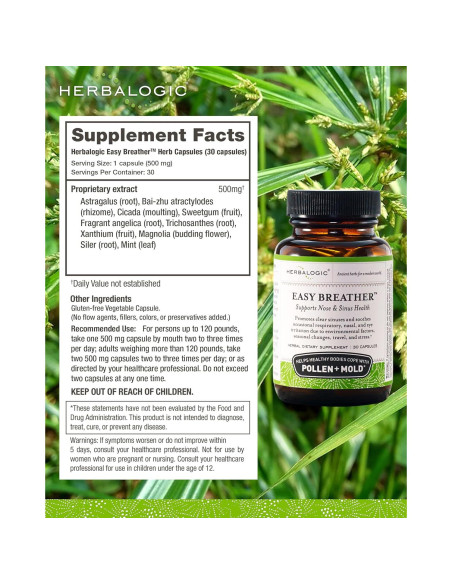 Cápsulas de Hierbas Easy Breather - 30 Unidades - Apoyo Respiratorio