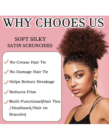 4 Lazos de Satén Ajustables Bswox para Cabello Rizado
